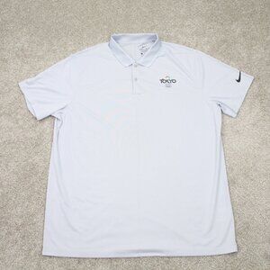 Nike Polo Shirt Mens XL Gray Standard Fit Dri-Fit S/S Tokyo 2020 Olympics Logo